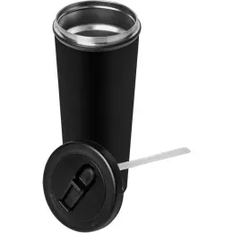 Alex Varga Empire Stainless Steel Vacuum Sipper Tumbler Black Open